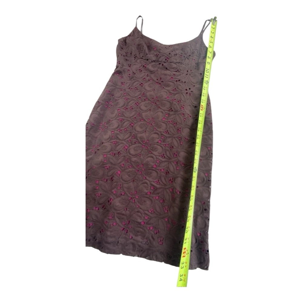 Ann Taylor Women’s 4 Brown Eyelet Lace Sundress – Pink Lining, Spaghetti Straps - Picture 13 of 13